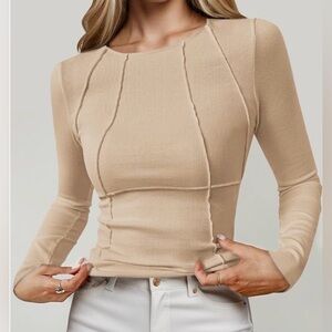 NWOT Beige Long Sleeve Top